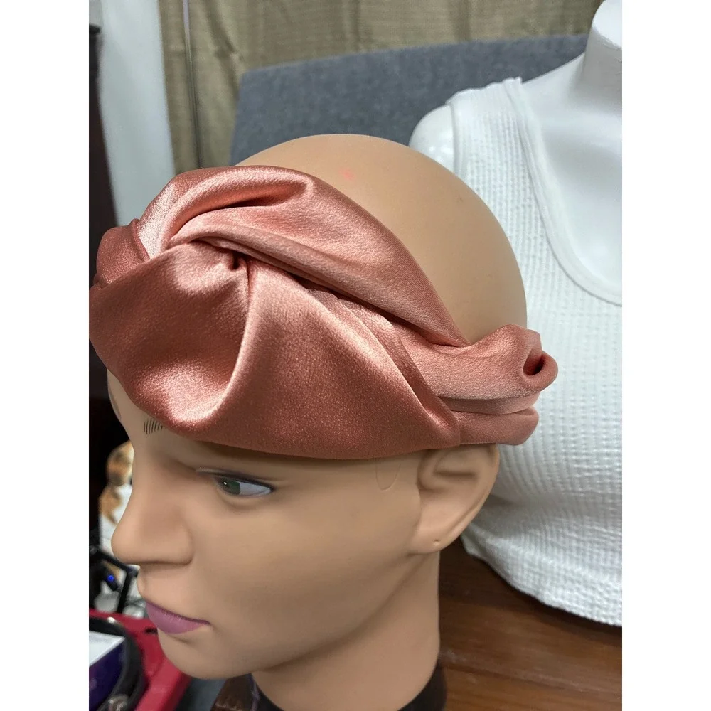 Tasha Rose Gold Satin Knotted Headband Twisted Silk Look Hair Accessory